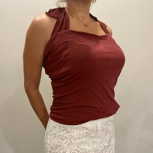 Pinko Burgundy Halter Top